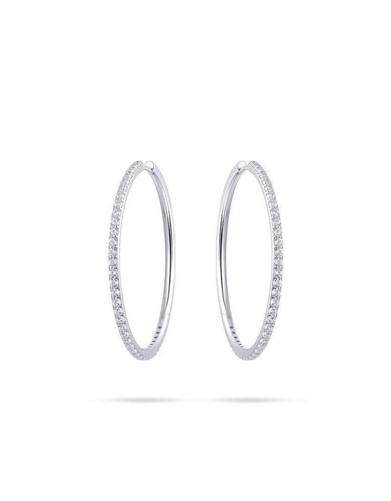 Gisser Hoops - Zilveren oorringen - Gerhodineerd - Zirkonia - 2 mm - 40 mm