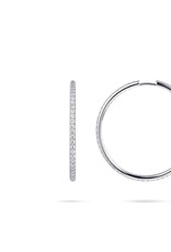 Gisser Hoops - Zilveren oorringen - Gerhodineerd - Zirkonia - 2 mm - 40 mm
