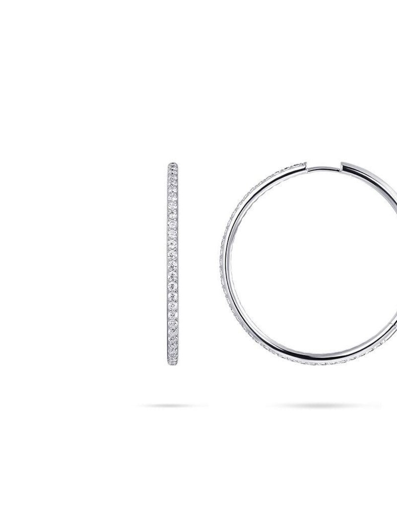 Gisser Hoops - Zilveren oorringen - Gerhodineerd - Zirkonia - 2 mm - 40 mm