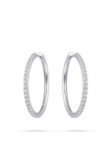 Gisser Hoops - Zilveren oorringen - Gerhodineerd - Zirkonia - 2 mm - 30 mm