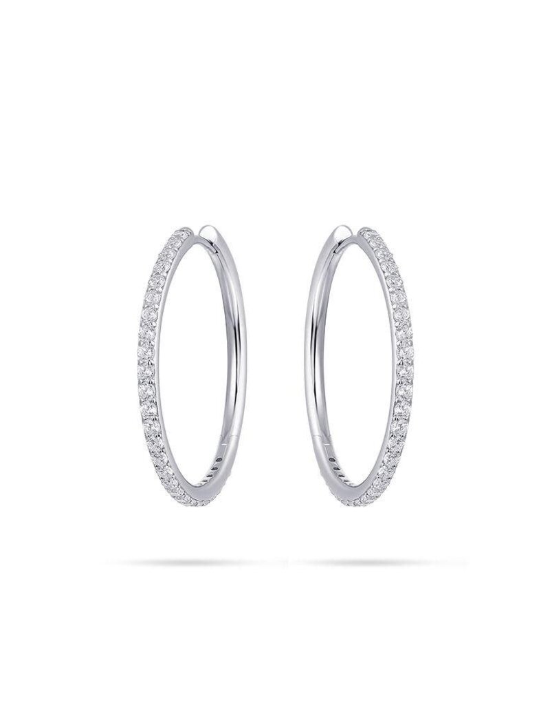 Gisser Hoops - Zilveren oorringen - Gerhodineerd - Zirkonia - 2 mm - 30 mm