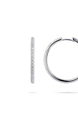 Gisser Hoops - Zilveren oorringen - Gerhodineerd - Zirkonia - 2 mm - 30 mm