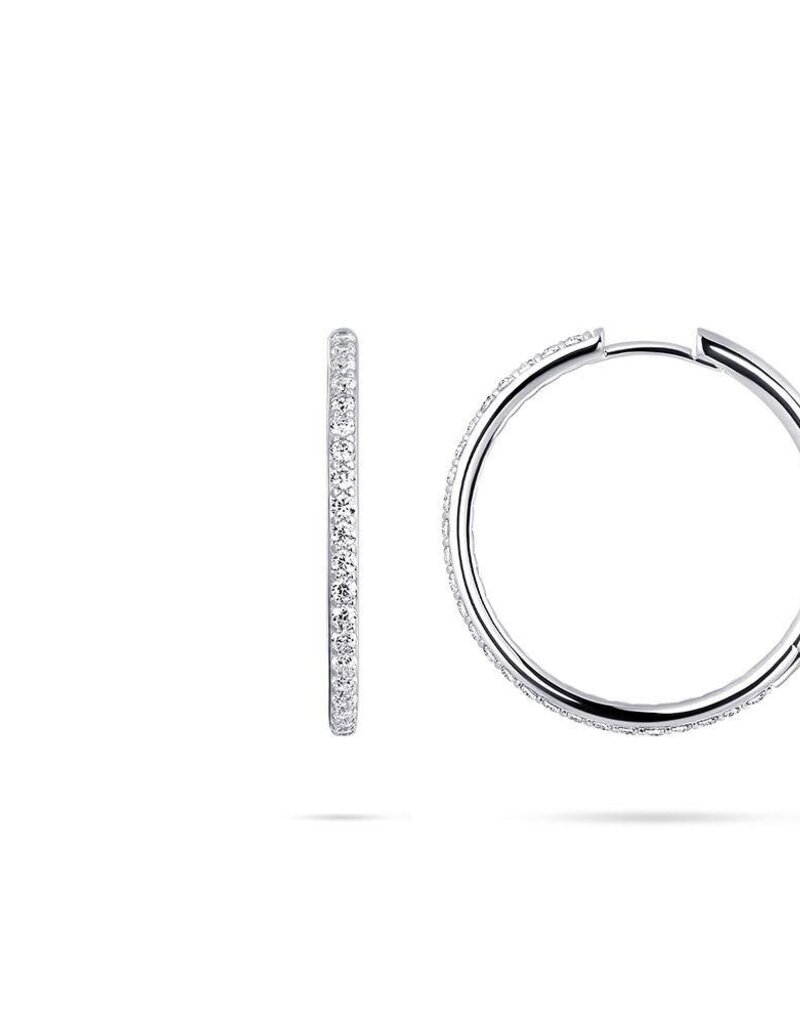 Gisser Hoops - Zilveren oorringen - Gerhodineerd - Zirkonia - 2 mm - 30 mm