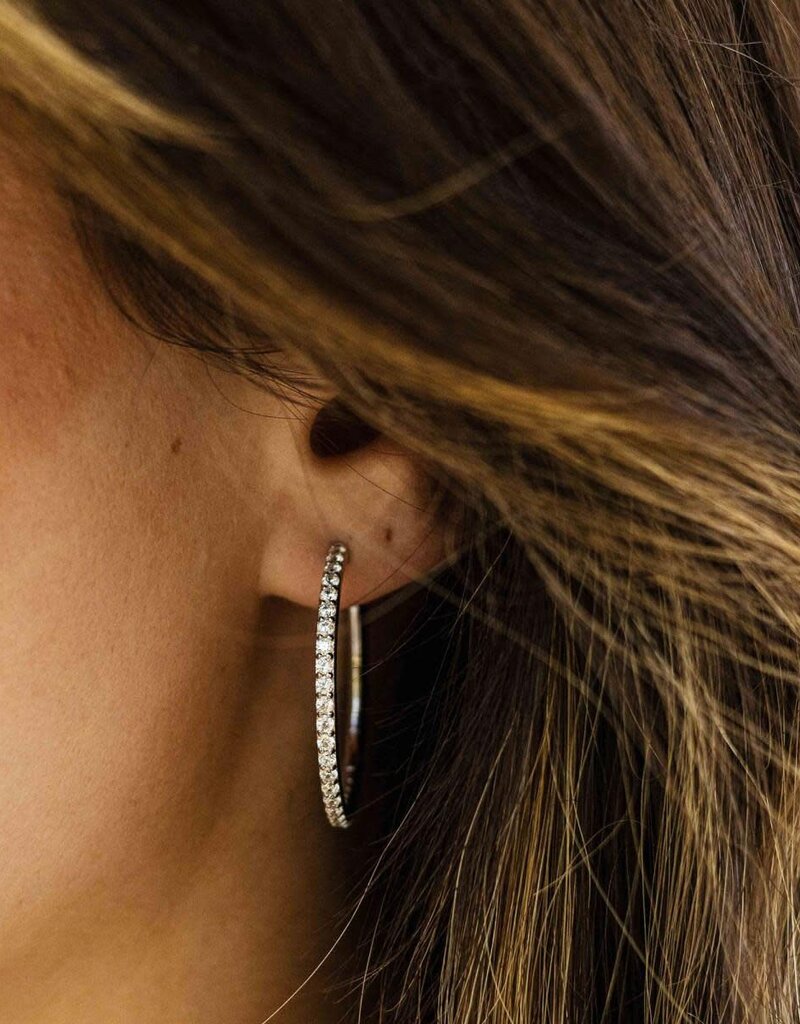 Gisser Hoops - Zilveren oorringen - Gerhodineerd - Zirkonia - 2 mm - 30 mm
