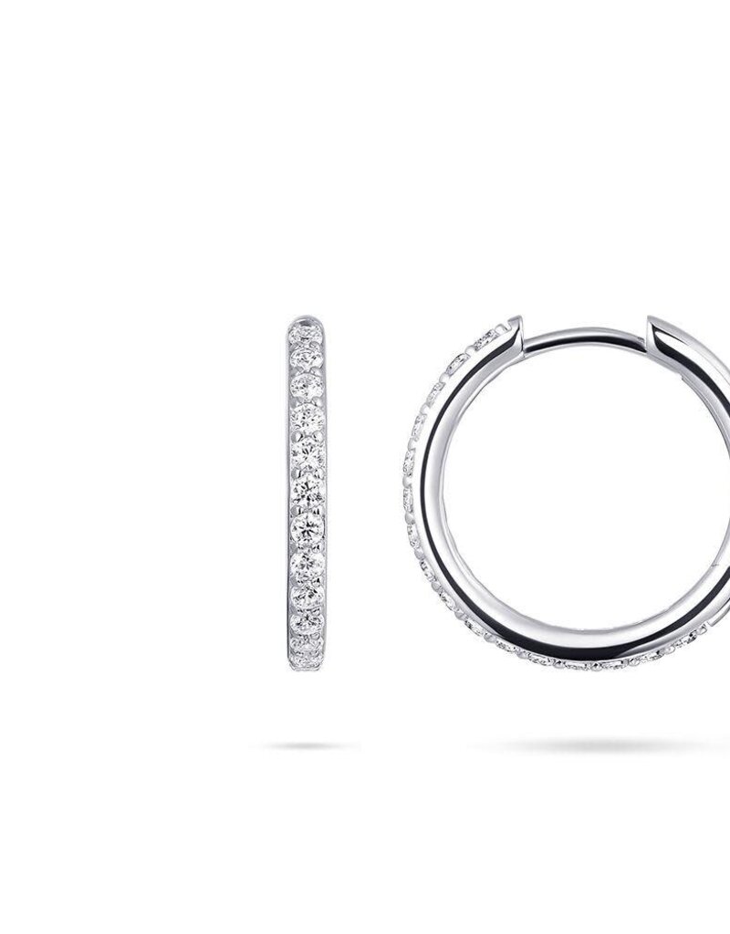 Gisser Hoops - Zilveren oorringen - Gerhodineerd - Zirkonia - 2 mm - 20 mm