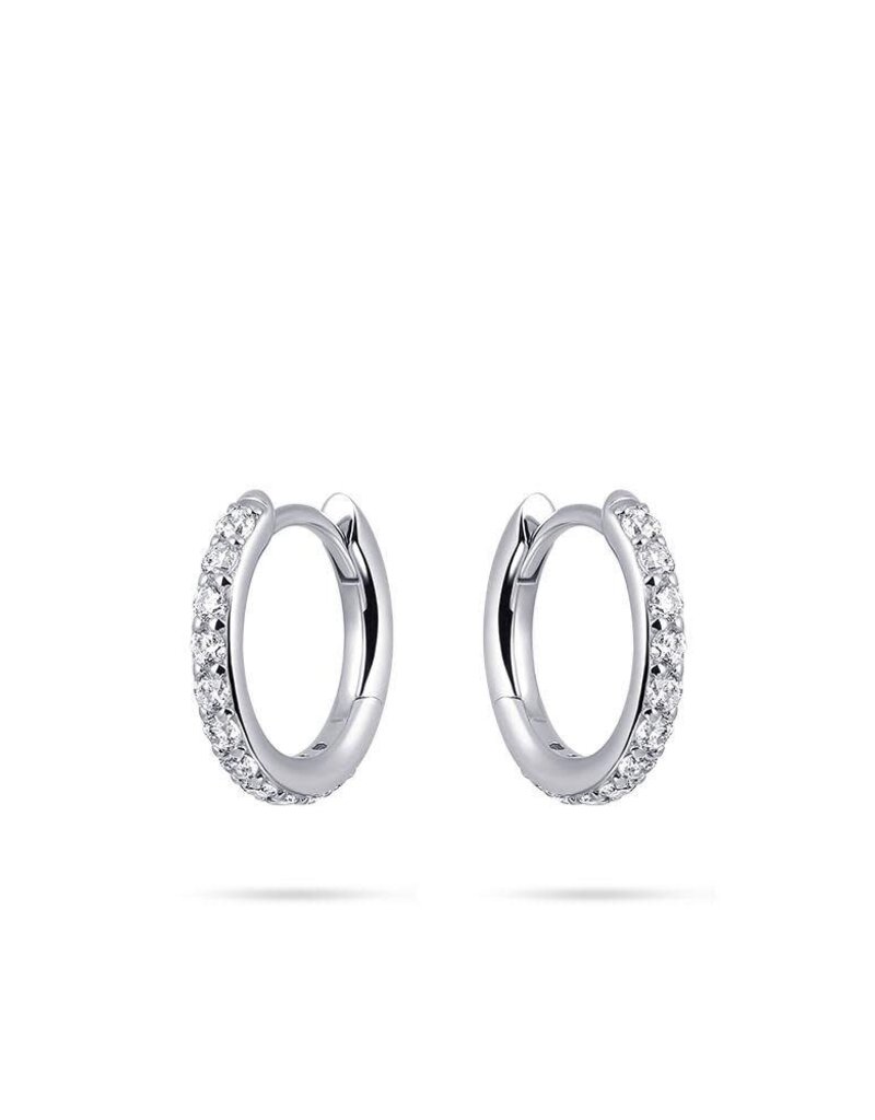 Gisser Hoops - Zilveren oorringen - Gerhodineerd - Zirkonia - 2 mm - 15 mm