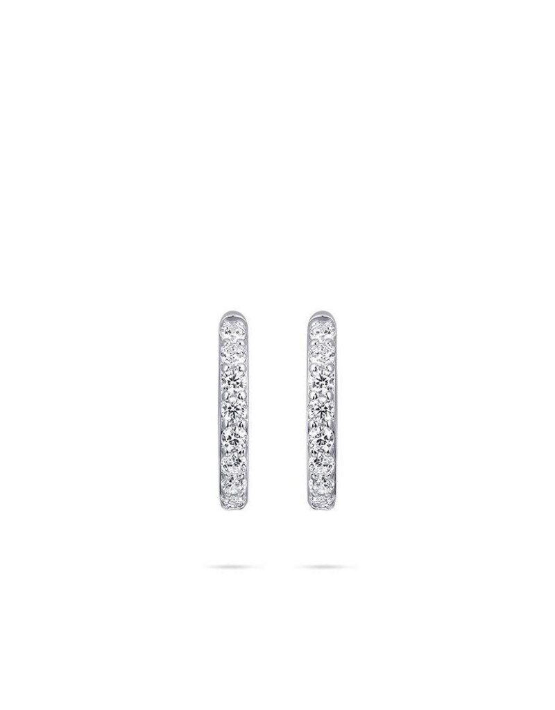 Gisser Hoops - Zilveren oorringen - Gerhodineerd - Zirkonia - 2 mm - 15 mm