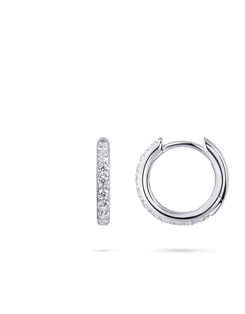 Gisser Hoops - Zilveren oorringen - Gerhodineerd - Zirkonia - 2 mm - 15 mm