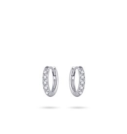 Gisser Hoops - Zilveren oorringen - Gerhodineerd - Zirkonia - 2 mm - 12 mm