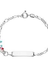 Zilveren graveerarmband - Gerhodineerd - Figaro - Dolfijntje - 14 cm