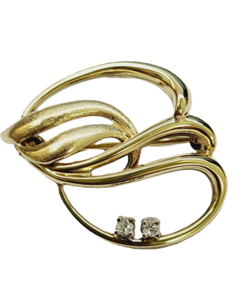 Occasions by Marleen Occasions by Marleen - 14 karaats - Gouden broche - 2 x briljant