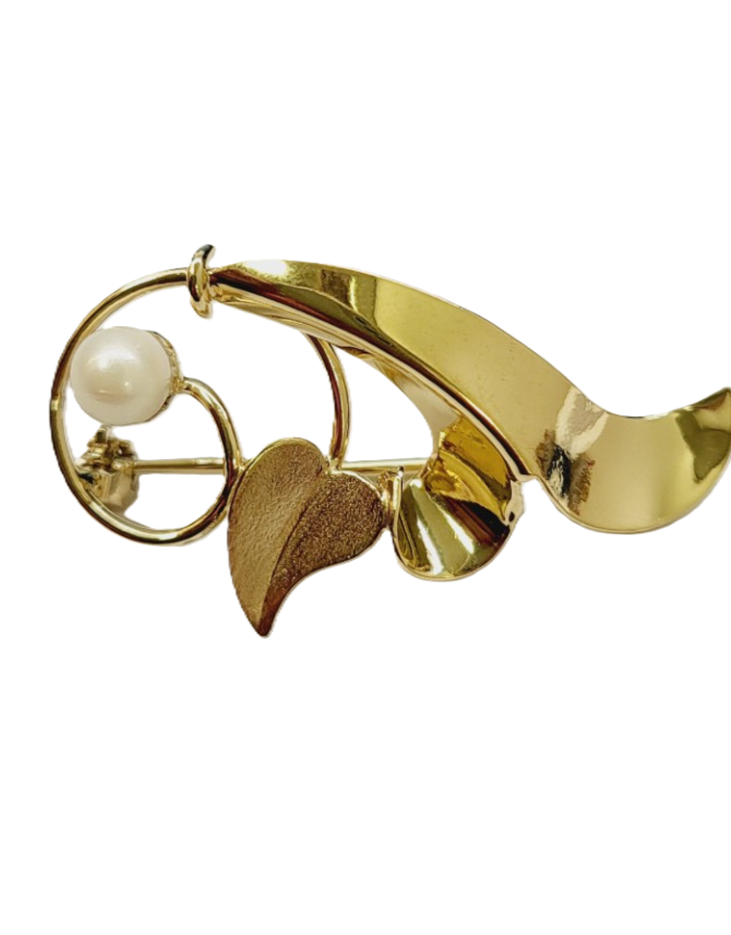 Occasions by Marleen Occasions by Marleen - 14 karaats - Gouden broche - Parel