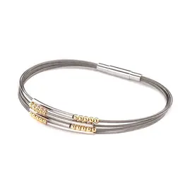 Stalen armband - Zilveren/ vergulde elementen