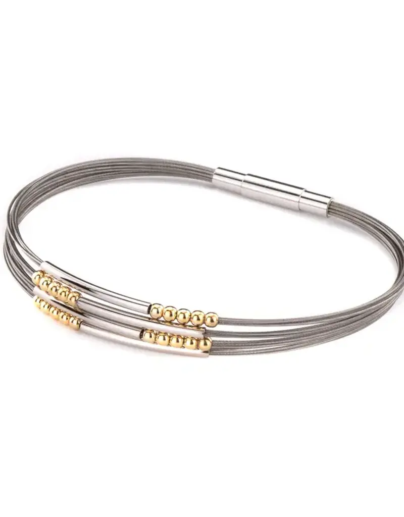 Stalen armband - Zilveren/ vergulde elementen