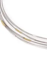 Stalen collier - Zilveren/ vergulde elementen - 43 cm