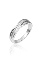 Gisser Zilveren ring - Gerhodineerd - Zirkonia - Maat 56