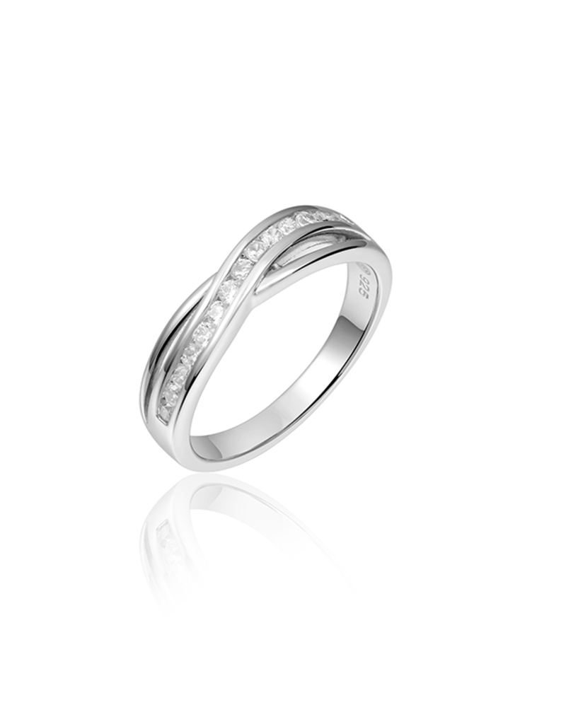 Gisser Zilveren ring - Gerhodineerd - Zirkonia - Maat 56