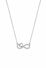 Zilveren collier - Gerhodineerd - Zirkonia - 41/45 cm