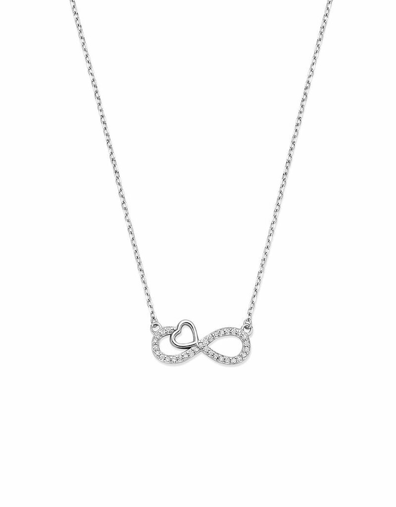Zilveren collier - Gerhodineerd - Zirkonia - 41/45 cm