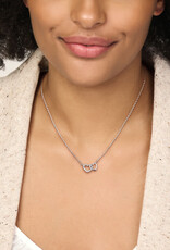 Zilveren collier - Gerhodineerd - Zirkonia - hartjes - 41/45 cm