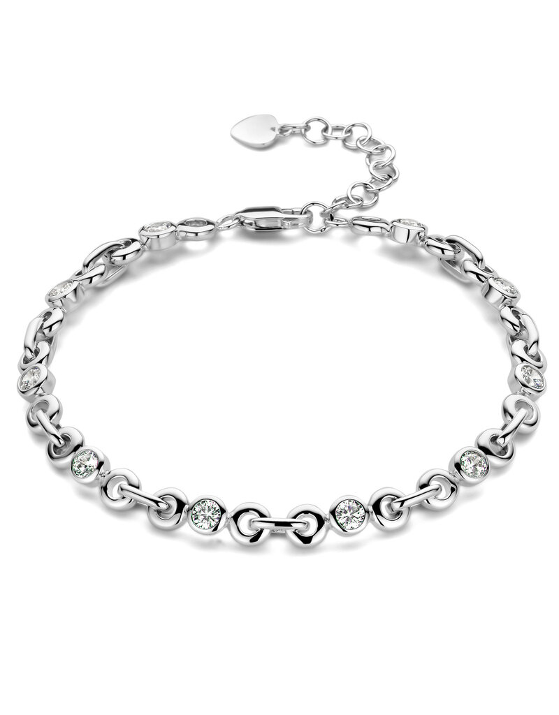 Rosa di Luca Italy Zilveren armband - Gerhodineerd - Zirkonia - 18+3 cm
