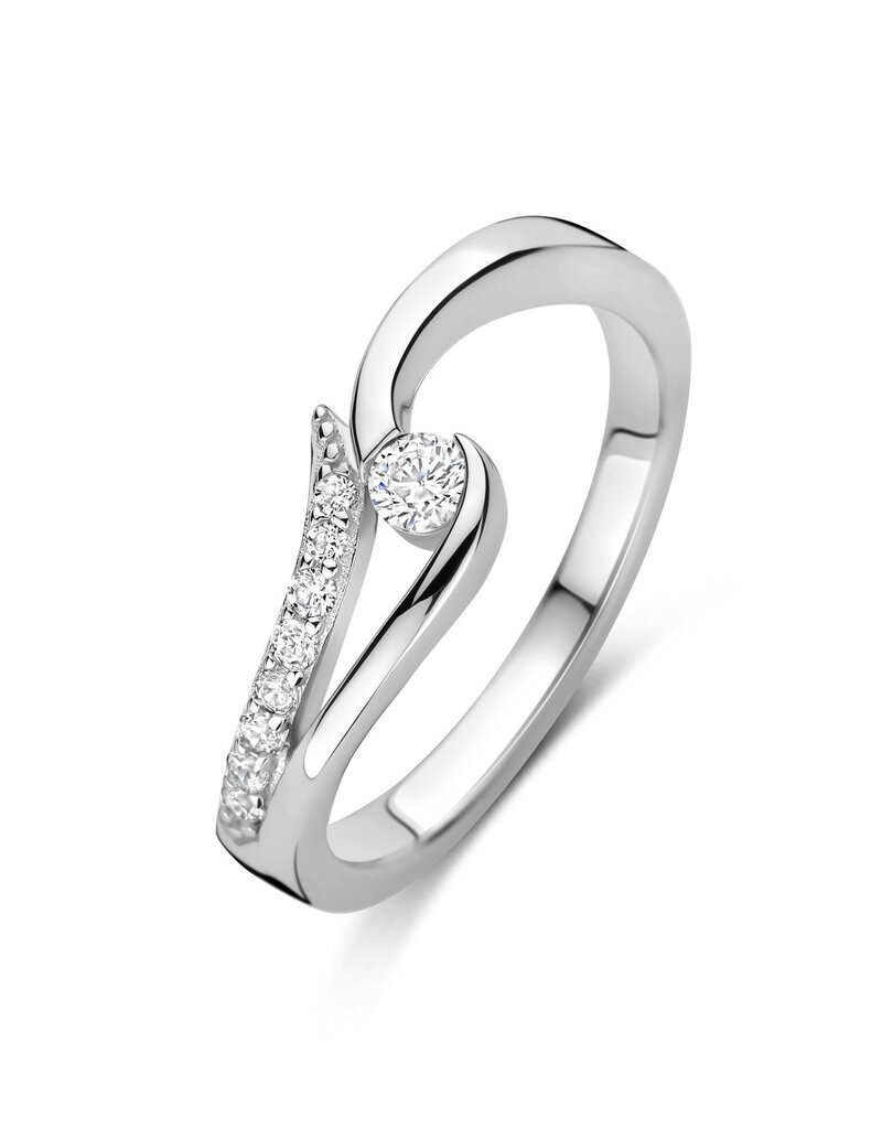 Rosa di Luca Italy Zilveren ring - Gerhodineerd - Blauwe zirkonia - Maat 56