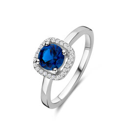 Rosa di Luca Italy Zilveren ring - Gerhodineerd - Blauwe zirkonia - Maat 58