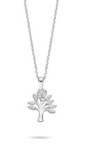 Rosa di Luca Italy Zilveren collier met hanger - Gerhodineerd - Zirkonia - Levensboom - 45 cm