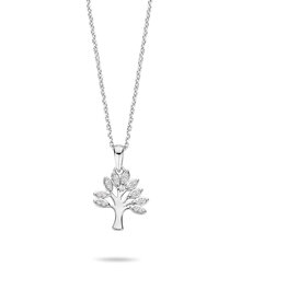 Rosa di Luca Italy Zilveren collier met hanger - Gerhodineerd - Zirkonia - Levensboom - 45 cm