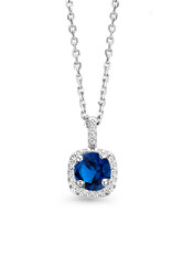 Rosa di Luca Italy Zilveren collier met hanger - Gerhodineerd - Gekleurde zirkonia - 45 cm