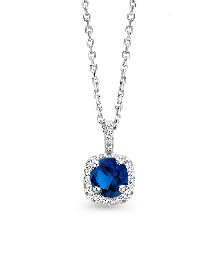 Rosa di Luca Italy Zilveren collier met hanger - Gerhodineerd - Gekleurde zirkonia - 45 cm