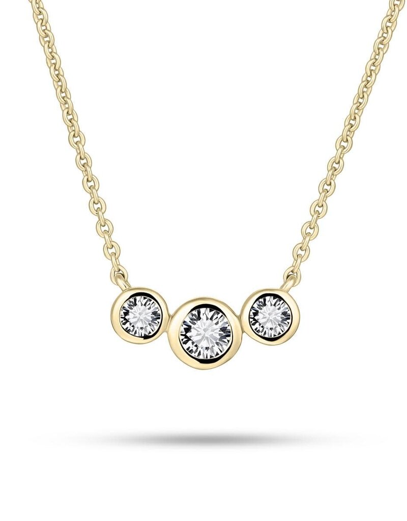 Gisser Zilver verguld collier - Zirkonia - 42+5 cm