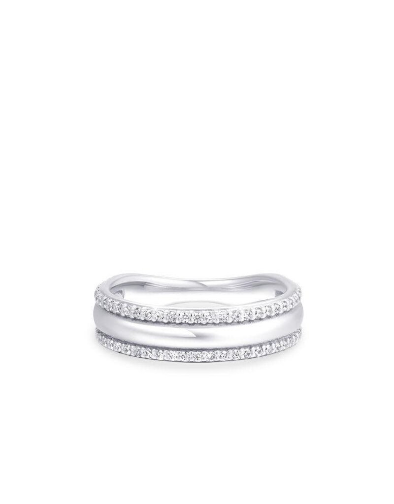 Gisser Zilveren ring - Gerhodineerd - Zirkonia - Maat 54