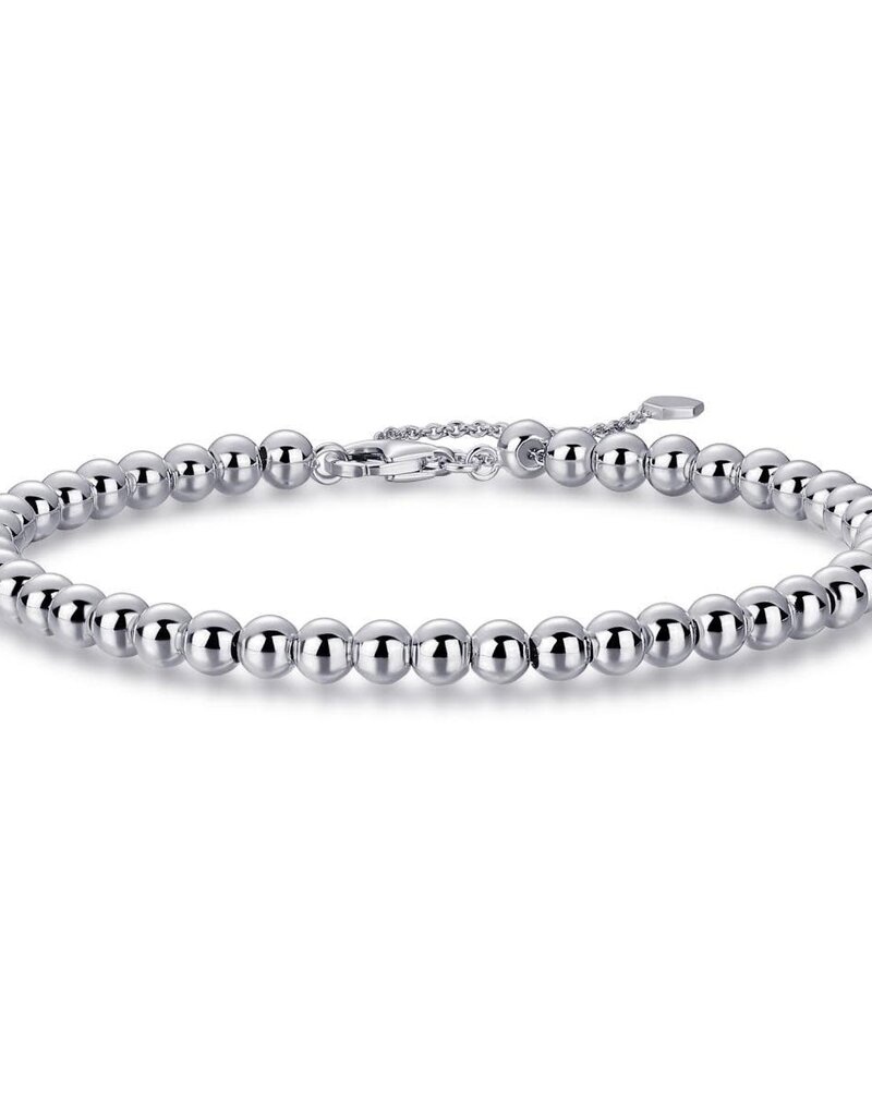 Gisser Zilveren Kralenkettingarmband - Gerhodineerd - 16+4 cm