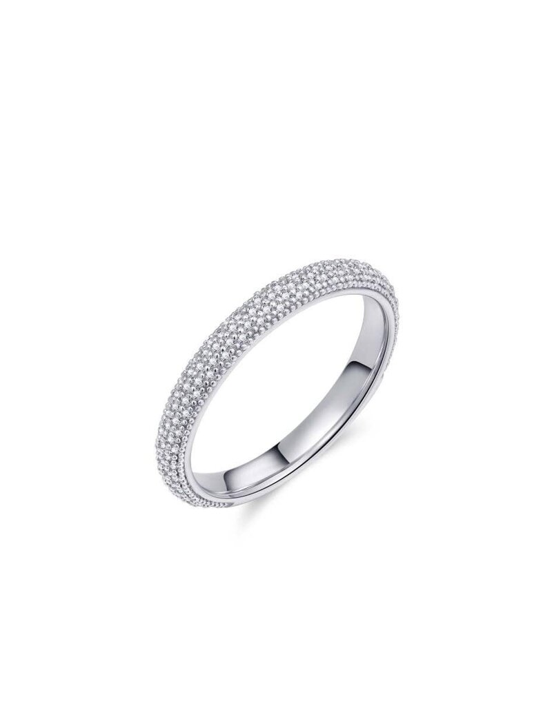 Gisser Zilveren ring - Gerhodineerd - Zirkonia - Maat 56