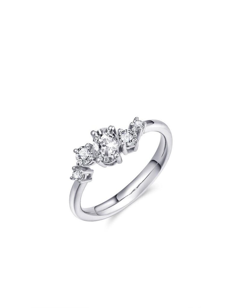 Gisser Zilveren ring - Gerhodineerd - Zirkonia - Maat 56
