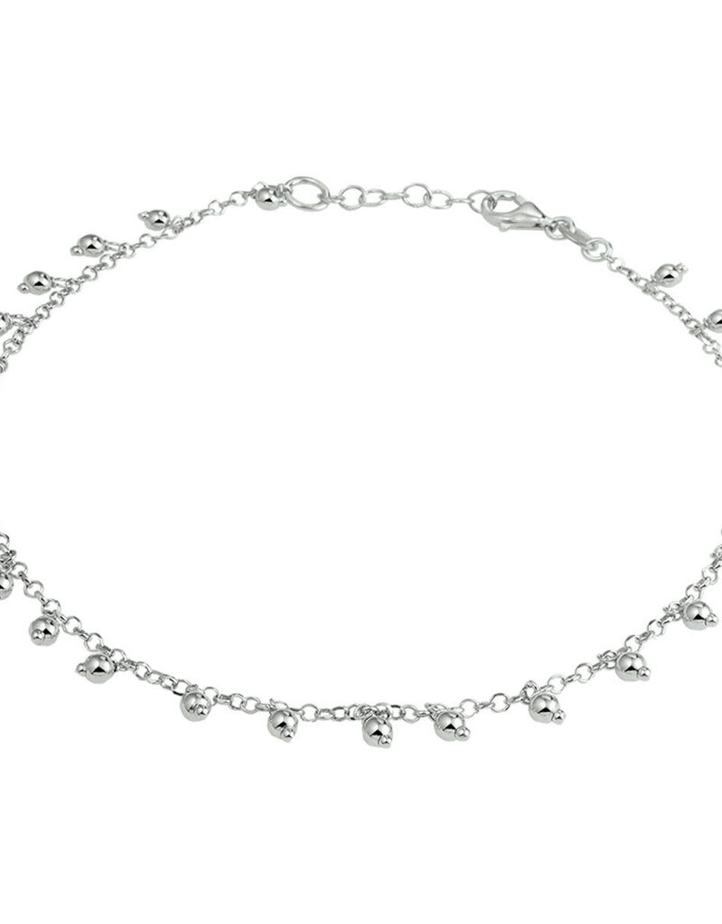 Zilveren enkelbandje - Gerhodineerd - Bolletjes - 2.0 mm - 24 + 2 cm