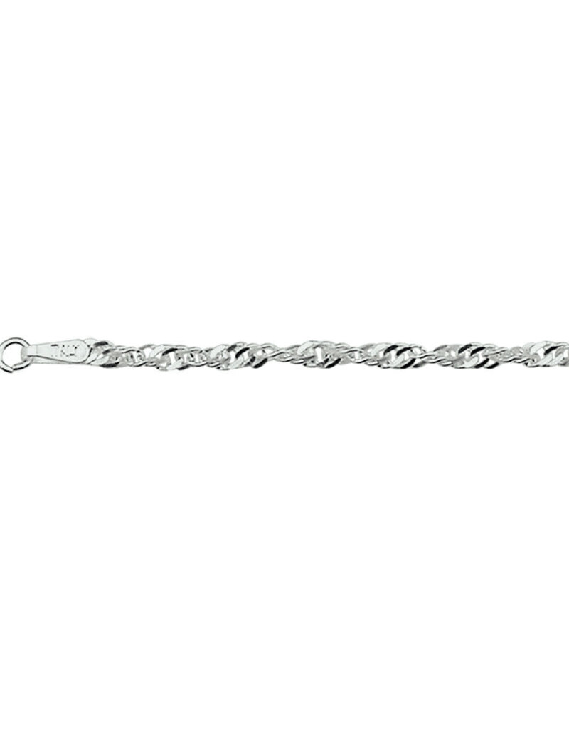 Zilveren enkelbandje - Gerhodineerd - Singapore - 2.25 mm - 24