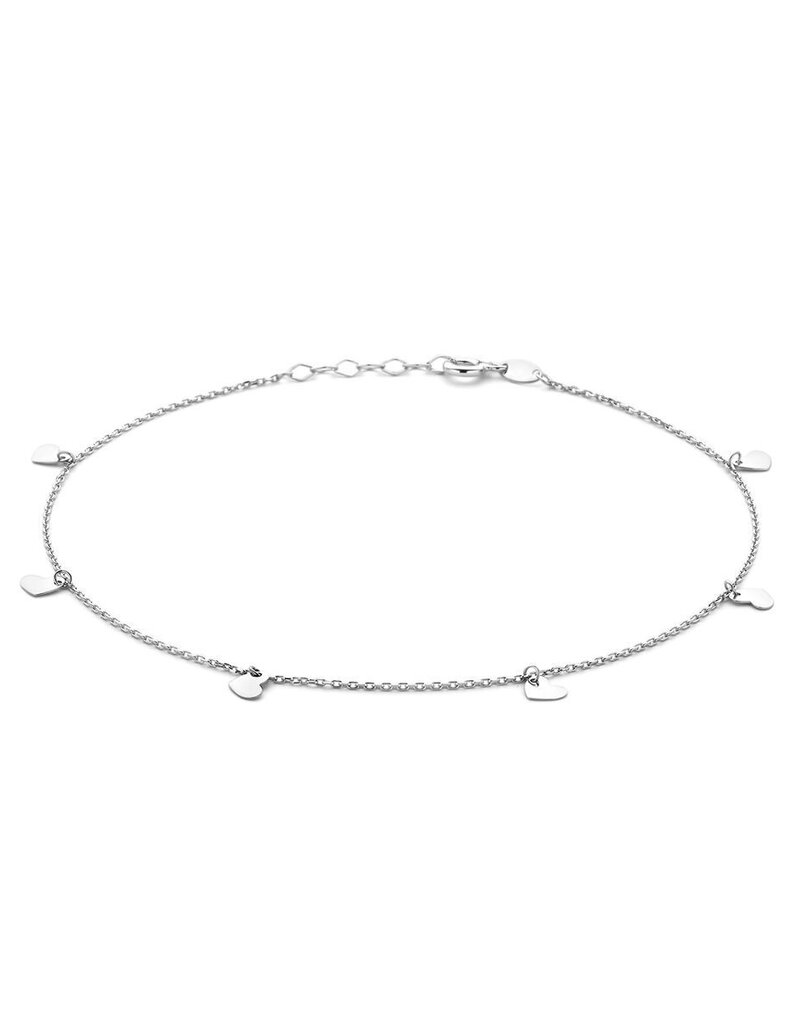 Zilveren enkelbandje - Gerhodineerd - Hartjes - 24 + 2 cm