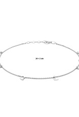 Zilveren enkelbandje - Gerhodineerd - Hartjes - 24 + 2 cm