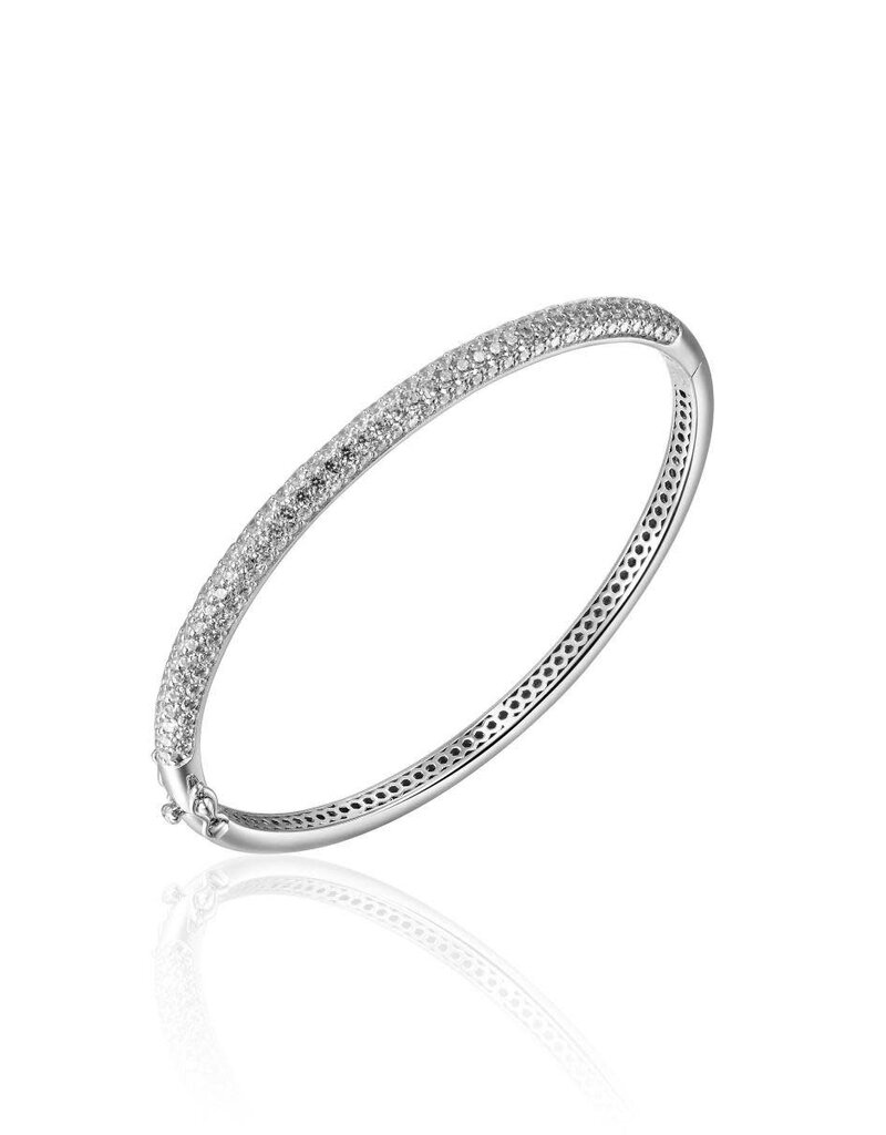 Gisser Zilveren Bangle - Gerhodineerd - Zirkonia - 60
