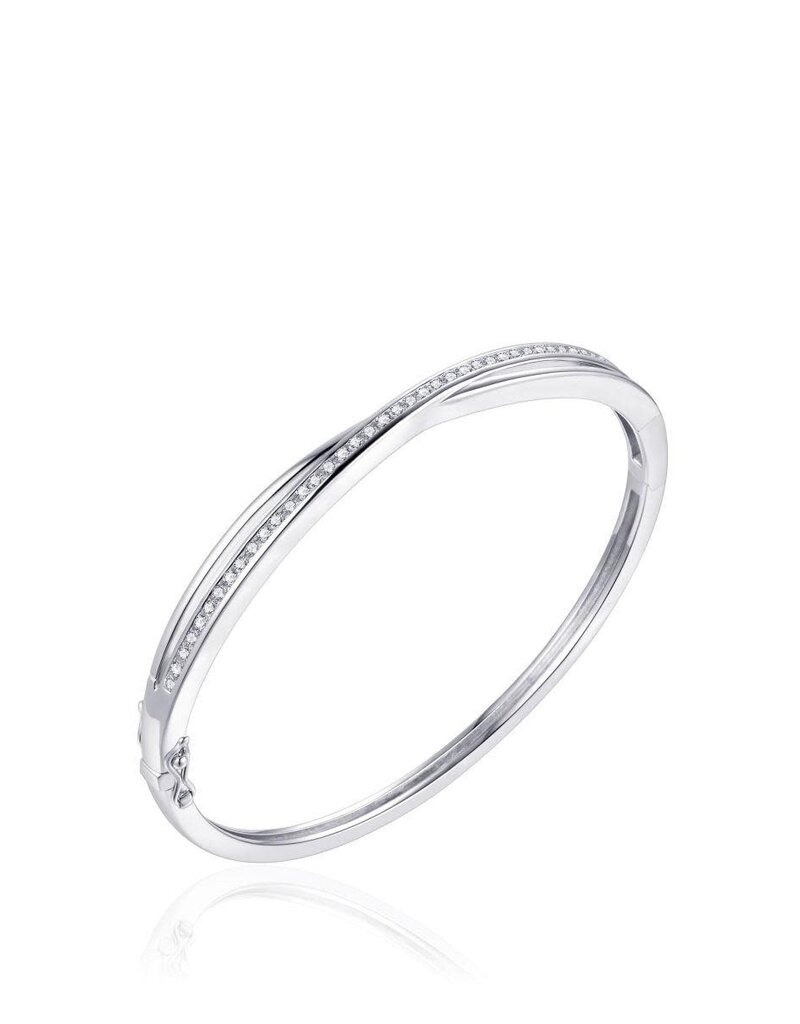 Gisser Zilveren Bangle - Gerhodineerd - Zirkonia - 60