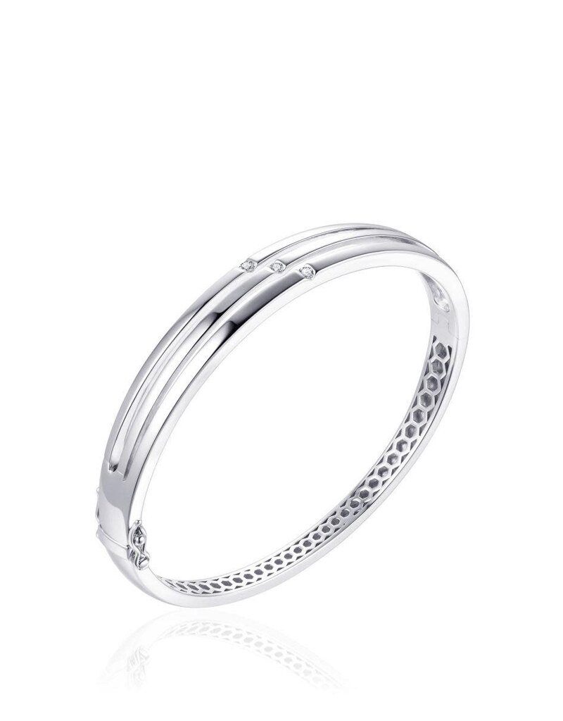 Gisser Zilveren Bangle - Gerhodineerd - Zirkonia - 60
