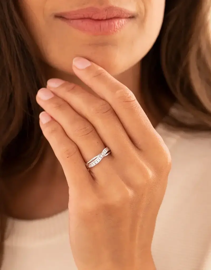 Gisser Zilveren ring - Gerhodineerd - Zirkonia - Maat 56