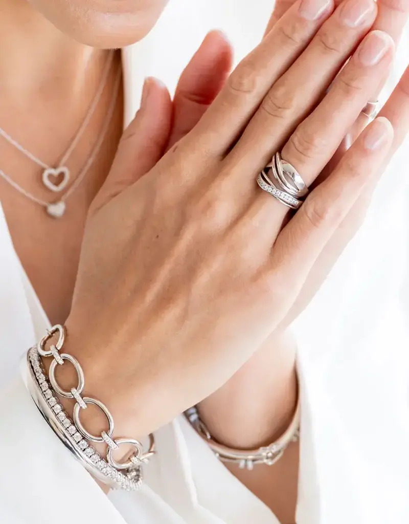 Gisser Zilveren ring - Gerhodineerd - Zirkonia - Maat 56