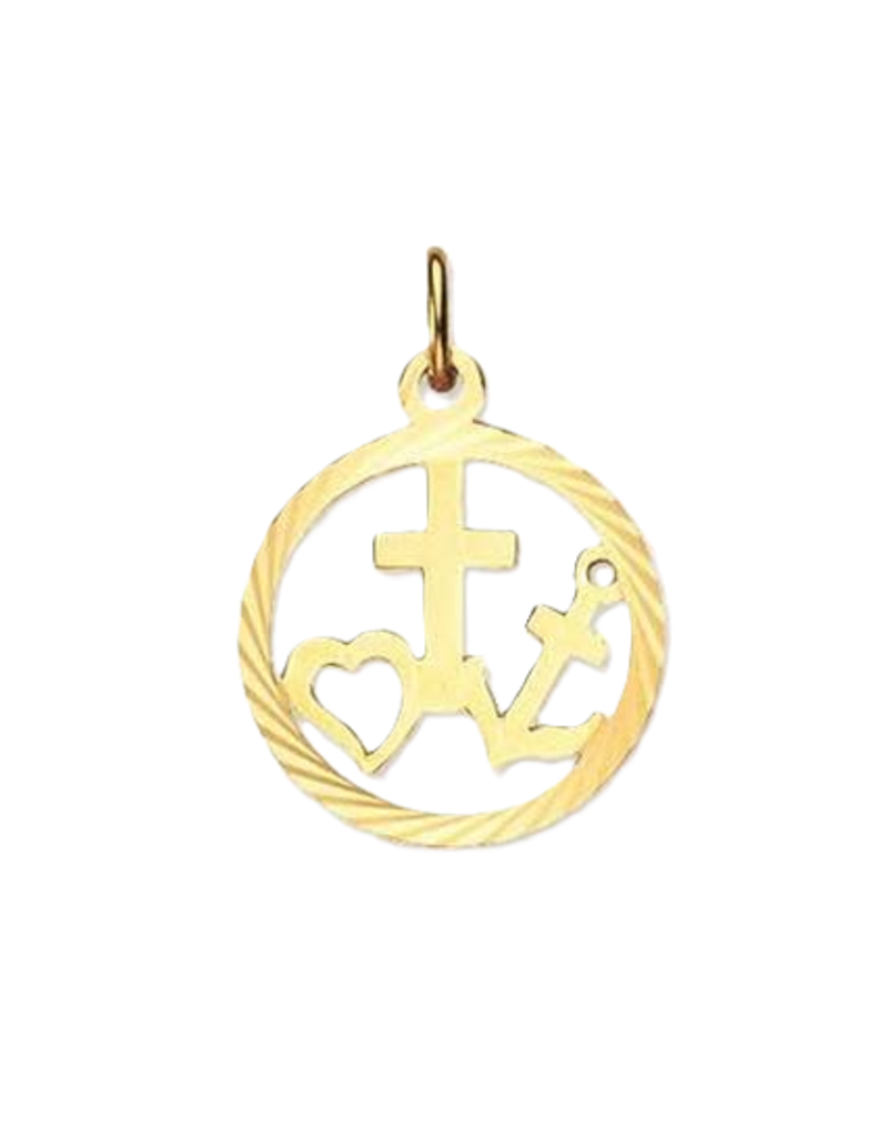 Gouden hanger - 14 karaats - Hoop, geloof en liefde - In rand
