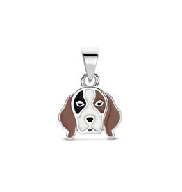 Zilveren hanger - Gerhodineerd - Hondje - Emaille