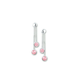 Zilveren oorhangers - Gerhodineerd - Roze zirkonia