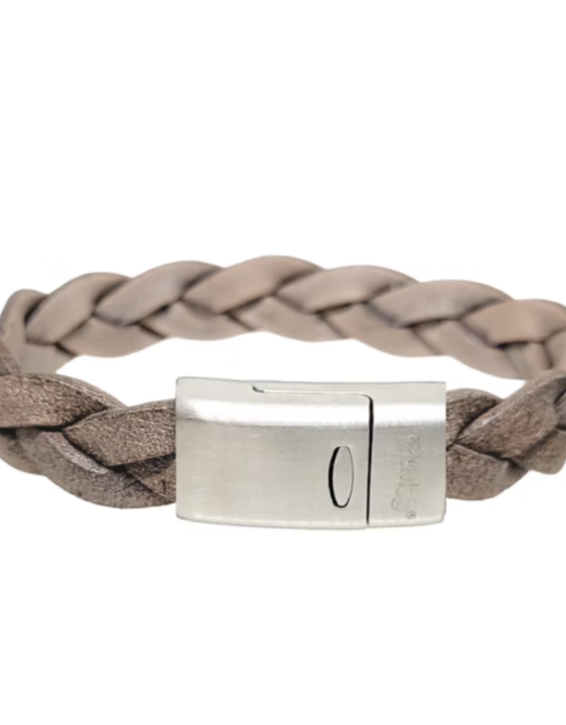 Thomss Thomss - Leren armband - Beige - THS023 - 20.5 cm