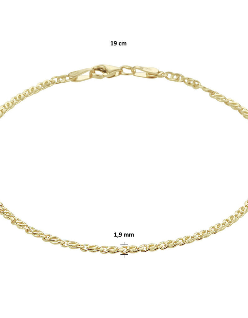 Gouden armband - 14 karaats - Valkenoog - 1.9 mm - 19 cm